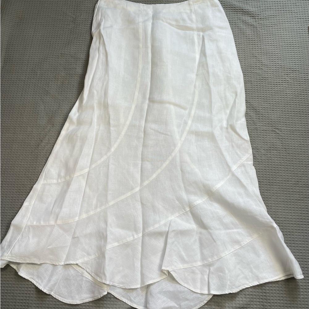 Cut Loose 100% Linen Maxi Skirt XL Womens White Lagenlook Beach Coastal Flowy